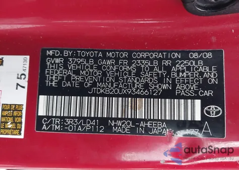 2009 Toyota Prius z USA, uszkodzony, nr VIN JTDKB20UX93466127